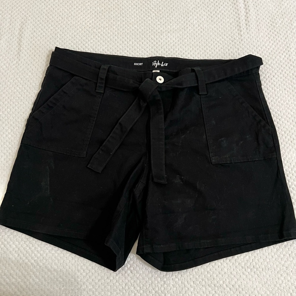 Style&Co Black Belted Women’s Shorts Size 16W